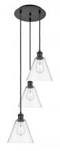 Innovations Lighting 113B-3P-BK-GBC-82 - Berkshire - 3 Light - 15 inch - Matte Black - Cord Hung - Multi Pendant