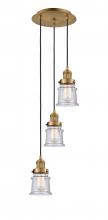 Innovations Lighting 113F-3P-BB-G184S - Canton - 3 Light - 12 inch - Brushed Brass - Cord hung - Multi Pendant