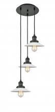 Innovations Lighting 113F-3P-BK-G1 - Halophane - 3 Light - 16 inch - Matte Black - Cord hung - Multi Pendant