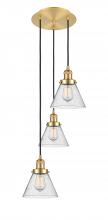 Innovations Lighting 113F-3P-SG-G44 - Cone - 3 Light - 14 inch - Satin Gold - Cord hung - Multi Pendant