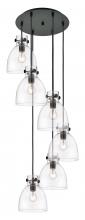 Innovations Lighting 116-410-1PS-BK-G412-8CL - Newton Bell - 6 Light - 19 inch - Matte Black - Multi Pendant