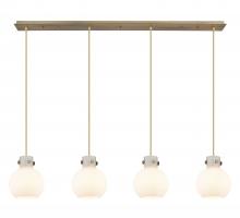 Innovations Lighting 124-410-1PS-BB-G410-8WH - Newton Sphere - 4 Light - 52 inch - Brushed Brass - Cord hung - Linear Pendant