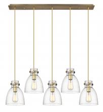 Innovations Lighting 125-410-1PS-BB-G412-8SDY - Newton Bell - 5 Light - 40 inch - Brushed Brass - Linear Pendant