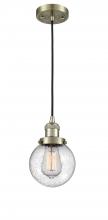 Innovations Lighting 201C-AB-G204-6 - Beacon - 1 Light - 6 inch - Antique Brass - Cord hung - Mini Pendant