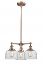 Innovations Lighting 207-AC-G72-LED - Bell - 3 Light - 22 inch - Antique Copper - Stem Hung - Chandelier