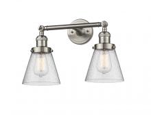  208-SN-G64 - Cone - 2 Light - 16 inch - Brushed Satin Nickel - Bath Vanity Light