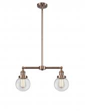 Innovations Lighting 209-AC-G202-6 - Beacon - 2 Light - 23 inch - Antique Copper - Stem Hung - Island Light