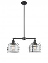 Innovations Lighting 209-BK-G74-CE - Bell Cage - 2 Light - 24 inch - Matte Black - Stem Hung - Island Light