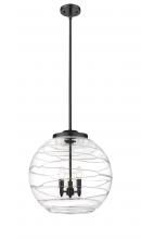  221-3S-BK-G1213-18 - Athens Deco Swirl - 3 Light - 18 inch - Matte Black - Cord hung - Pendant