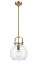 Innovations Lighting 410-1S-BB-10CL-LED - Newton Sphere - 1 Light - 10 inch - Brushed Brass - Stem Hung - Mini Pendant