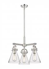  410-3CR-PN-G411-7CL - Newton Cone - 3 Light - 21 inch - Polished Nickel - Pendant