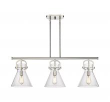 Innovations Lighting 410-3I-PN-G411-10SDY - Newton Cone - 3 Light - 42 inch - Polished Nickel - Island Light