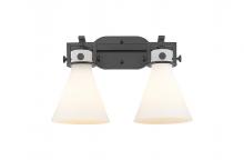 Innovations Lighting 411-2W-BK-G411-7WH - Newton Cone - 2 Light - 17 inch - Matte Black - Bath Vanity Light