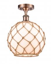 Innovations Lighting 516-1C-AC-G121-10RB - Farmhouse Rope - 1 Light - 10 inch - Antique Copper - Semi-Flush Mount