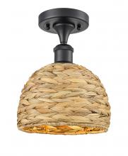 Innovations Lighting 516-1C-BK-RBD-8-NAT - Woven Rattan - 1 Light - 8 inch - Matte Black - Semi-Flush Mount