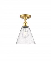 Innovations Lighting 516-1C-SG-GBC-84 - Berkshire - 1 Light - 8 inch - Satin Gold - Semi-Flush Mount