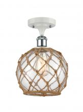 Innovations Lighting 516-1C-WPC-G122-8RB - Farmhouse Rope - 1 Light - 8 inch - White Polished Chrome - Semi-Flush Mount