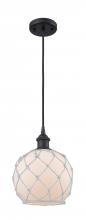 Innovations Lighting 516-1P-BK-G121-8RW-LED - Farmhouse Rope - 1 Light - 8 inch - Matte Black - Cord hung - Mini Pendant