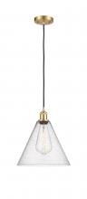 Innovations Lighting 516-1P-SG-GBC-124 - Berkshire - 1 Light - 12 inch - Satin Gold - Cord hung - Mini Pendant