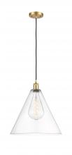 Innovations Lighting 516-1P-SG-GBC-162 - Berkshire - 1 Light - 16 inch - Satin Gold - Cord hung - Pendant