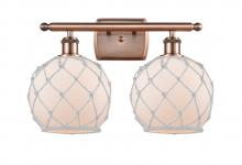 Innovations Lighting 516-2W-AC-G121-8RW - Farmhouse Rope - 2 Light - 18 inch - Antique Copper - Bath Vanity Light