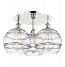 Innovations Lighting 516-3C-PN-G556-10CL - Rochester - 3 Light - 22 inch - Polished Nickel - Flush Mount