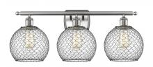 Innovations Lighting 516-3W-SN-G122-8CBK - Farmhouse Chicken Wire - 3 Light - 28 inch - Brushed Satin Nickel - Bath Vanity Light