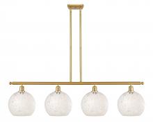  516-4I-SG-G1216-10WM - White Mouchette - 4 Light - 48 inch - Satin Gold - Stem Hung - Island Light