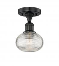 Innovations Lighting 616-1F-BK-G555-6CL - Ithaca - 1 Light - 6 inch - Matte Black - Semi-Flush Mount