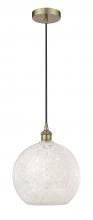 Innovations Lighting 616-1P-AB-G1216-12WM - White Mouchette - 1 Light - 12 inch - Antique Brass - Cord Hung - Mini Pendant