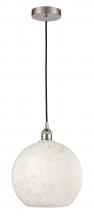 Innovations Lighting 616-1P-SN-G1216-12WM - White Mouchette - 1 Light - 12 inch - Brushed Satin Nickel - Cord Hung - Mini Pendant