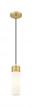  617-1P-BB-G617-8SWH - Boreas - 1 Light - 3 inch - Brushed Brass - Cord Hung - Mini Pendant