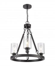  820-BK-G804 - Clymer - 3 Light - 20 inch - Matte Black - Chain Hung - Mini Chandelier