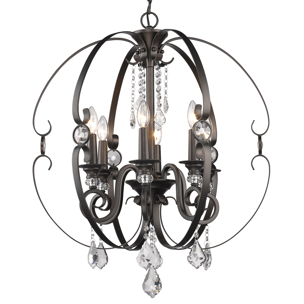 Ella 6 Light Chandelier in Brushed Etruscan Bronze