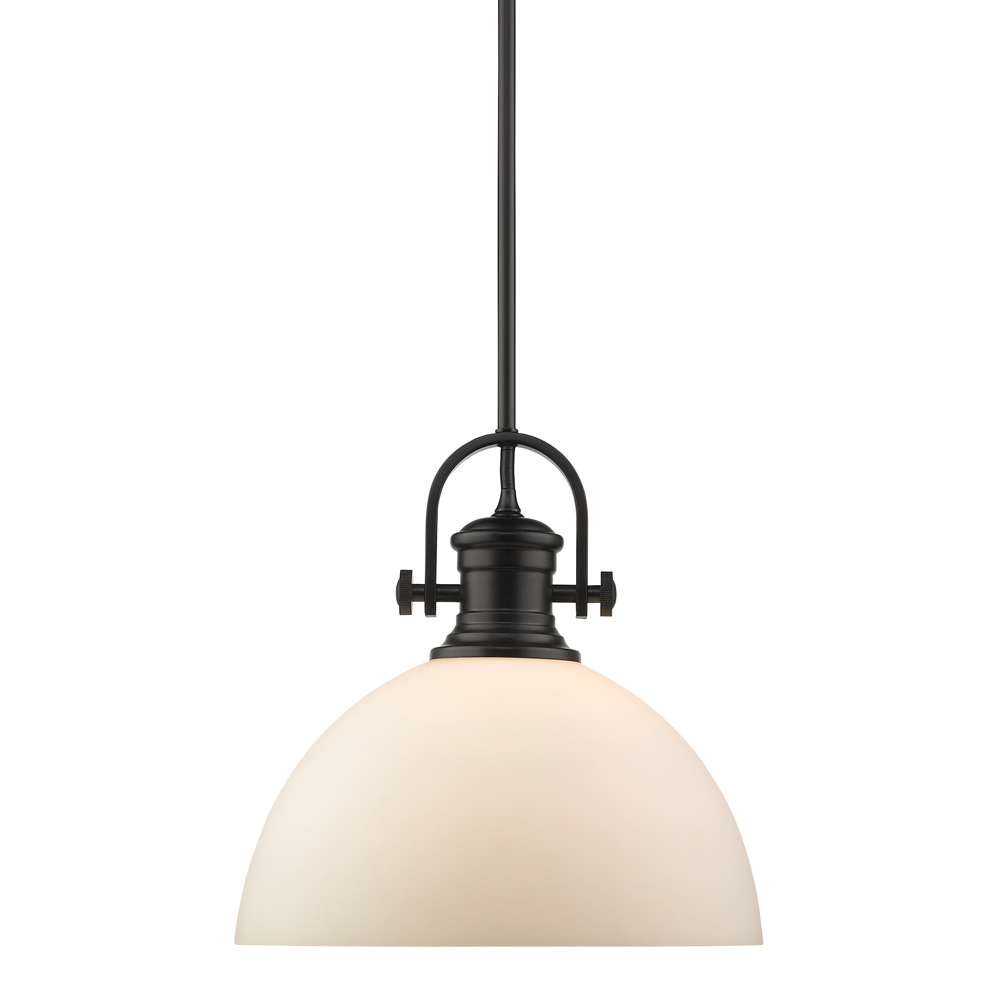 Hines 1-Light Pendant in Matte Black with Opal Glass