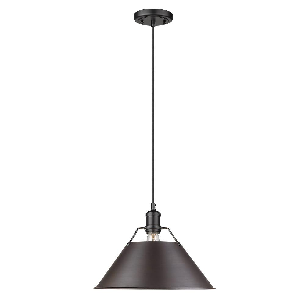 Orwell 14&#34; Wide Large Pendant in Matte Black with Rubbed Bronze