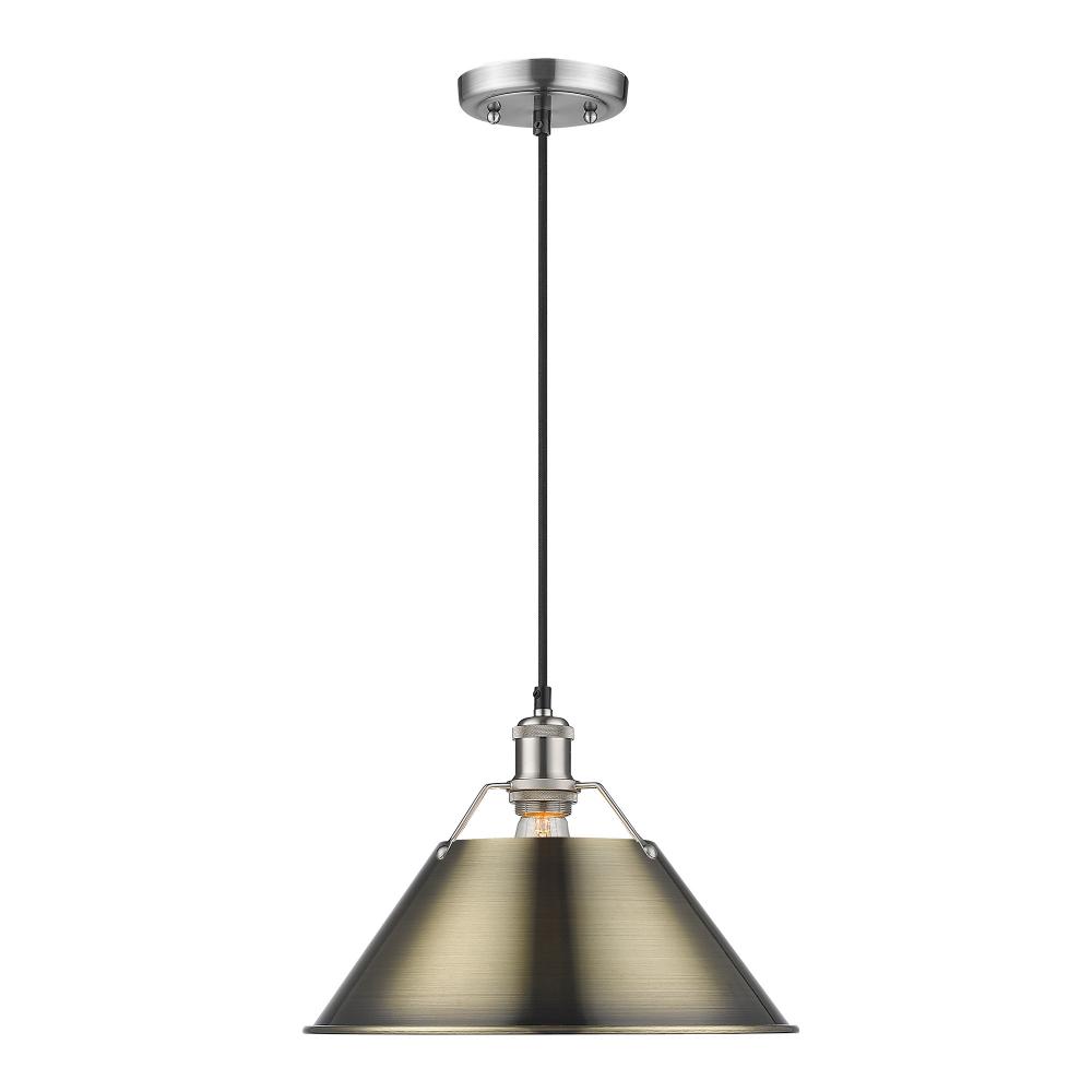 Orwell 14&#34; Wide Large Pendant in Pewter with Aged Brass