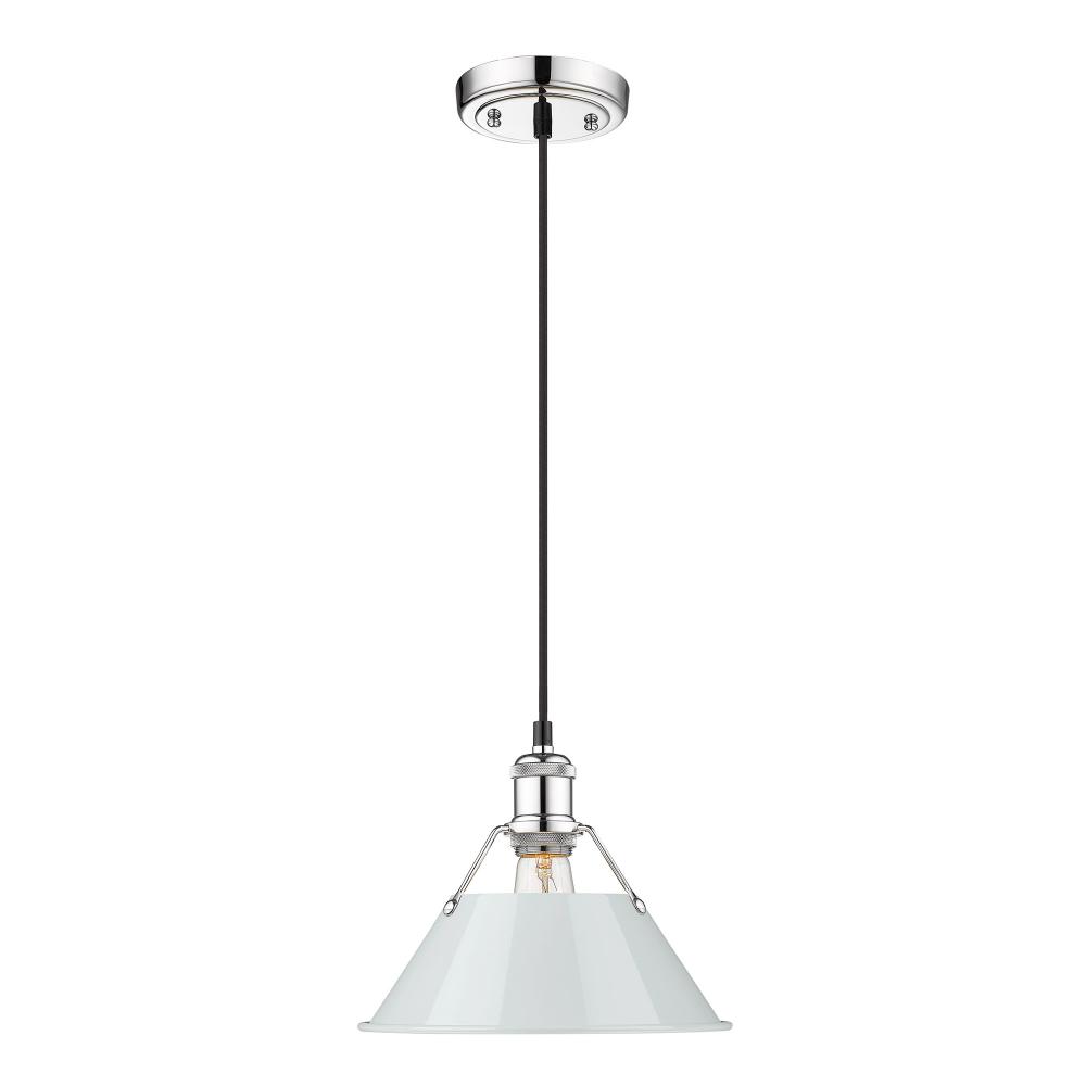 Orwell 10&#34; Wide Medium Pendant in Chrome with Dusky Blue