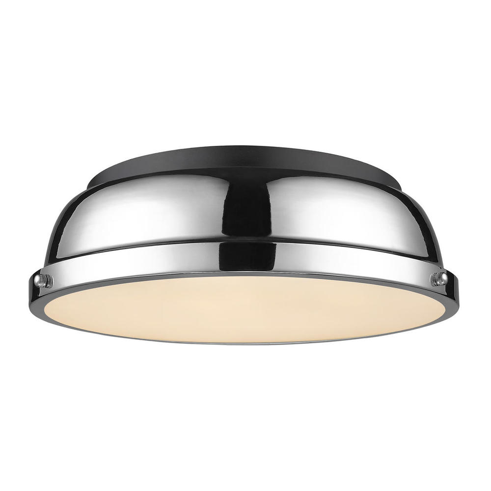 Duncan 14&#34; Flush Mount in Matte Black with Chrome