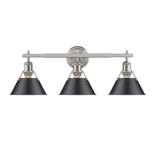 Golden 3306-BA3 PW-BLK - Orwell 3-Light Vanity Light in Pewter with Matte Black