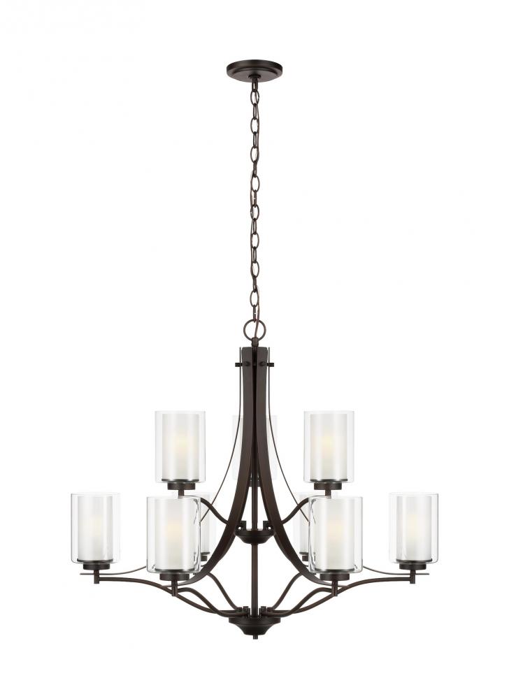 Elmwood Park traditional 9-light LED indoor dimmable ceiling chandelier pendant light in bronze fini