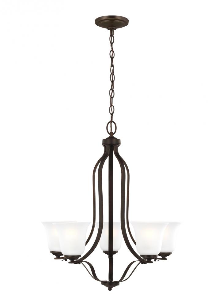 Emmons traditional 5-light LED indoor dimmable ceiling chandelier pendant light in bronze finish wit