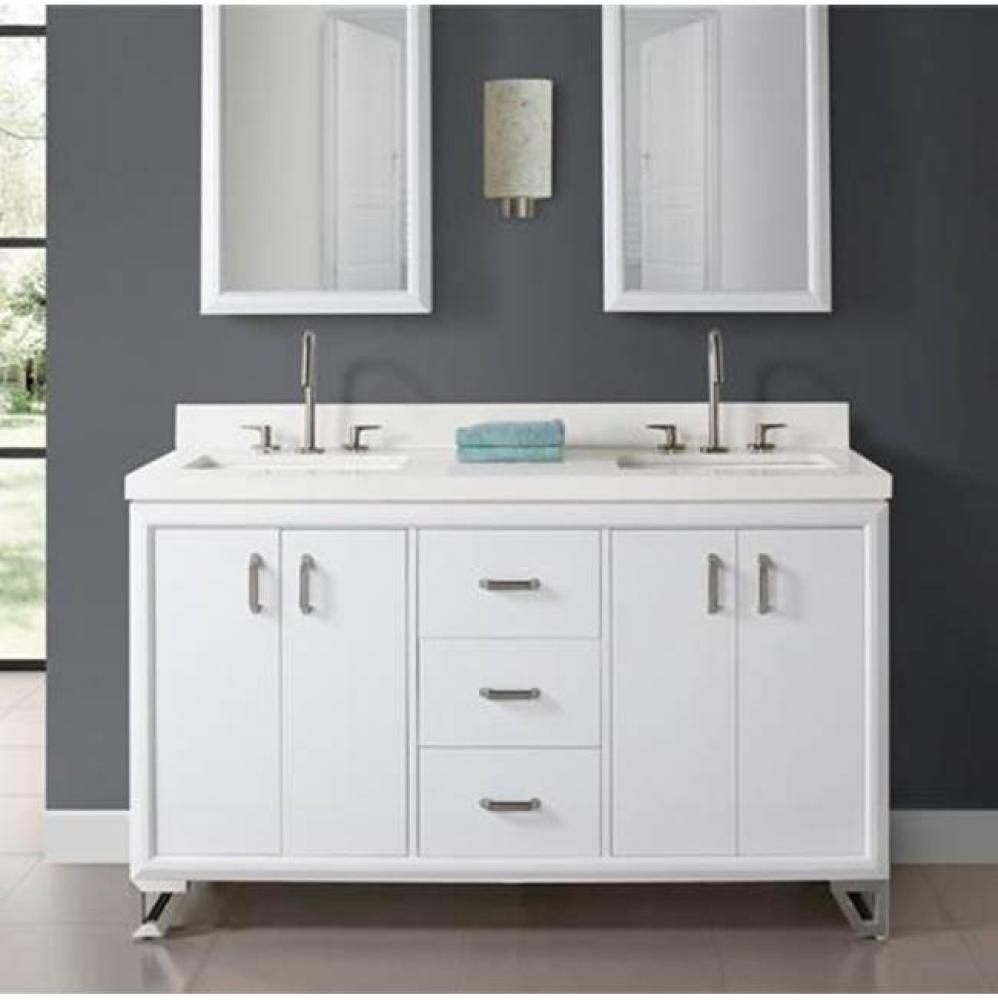 Revival 60&apos;&apos; Double Bowl Vanity In Glossy White