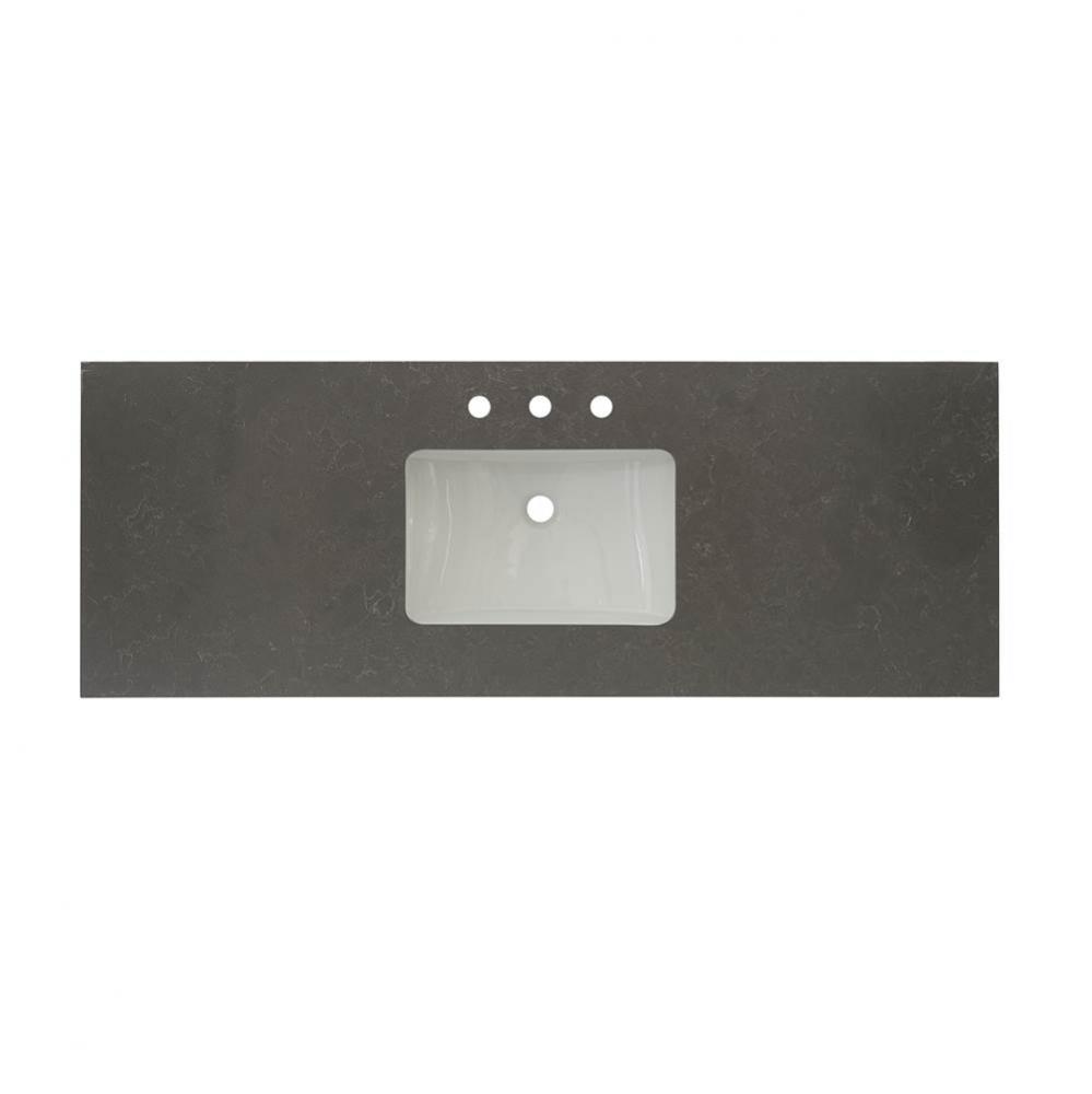 2cm (3/4&apos;&apos;) 61&apos;&apos; Single Bowl Spectre Gray (SG) Quartz Top - 8&apos;&apos; wide