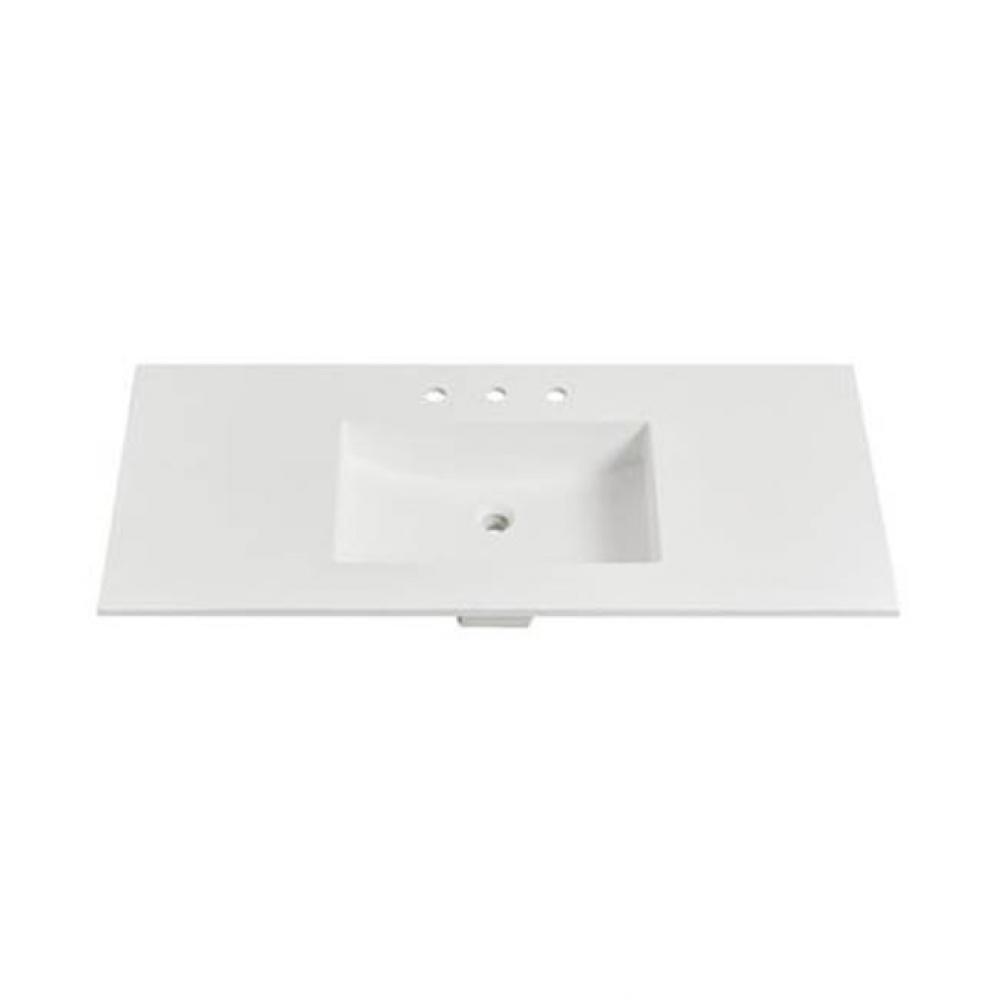 1.5cm (5/8&apos;&apos;) 49&apos;&apos; Matte White (MW) fdSTONE™ Top - 8&apos;&apos; spread