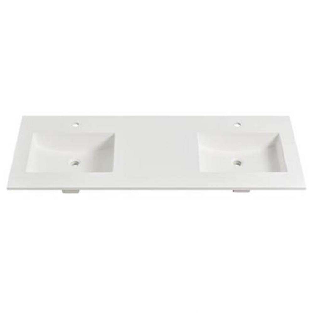 1.5cm (5/8&apos;&apos;) 61&apos;&apos; Double Bowl Matte White (MW) fdSTONE™ Top - single hole