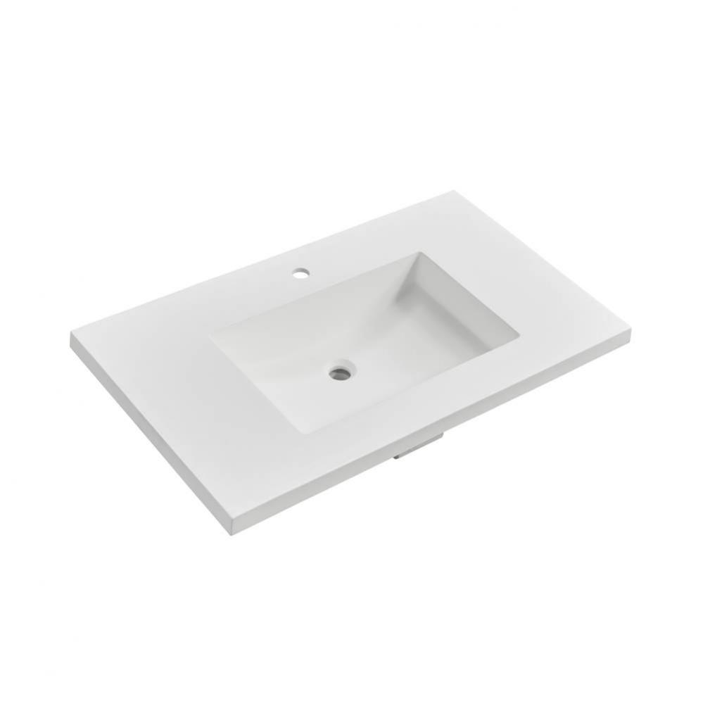 4cm (1&#xbd;&apos;&apos;) 37&apos;&apos; Matte White (MW) fdSTONE™ Top - single hole