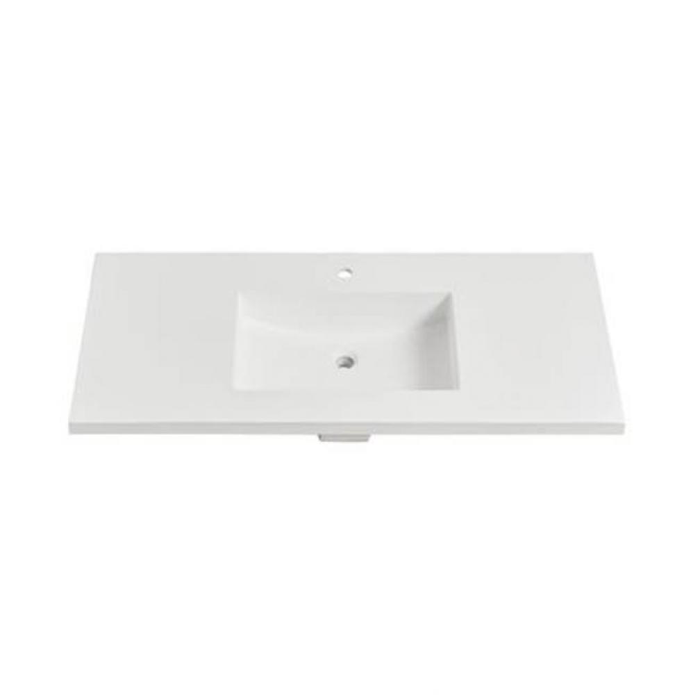 4cm (1&#xbd;&apos;&apos;) 49&apos;&apos; Matte White (MW) fdSTONE™ Top - single hole