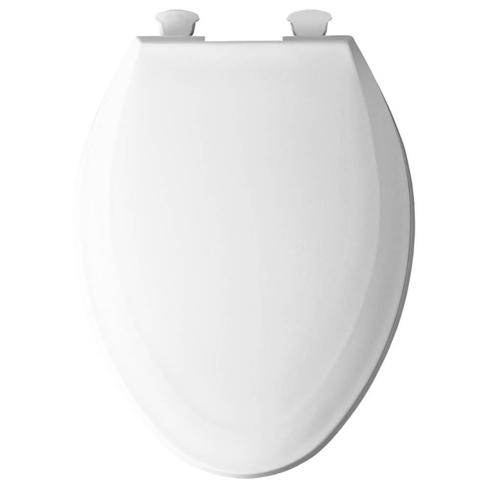 Elongated Plastic Toilet Seat in White with Easy-Clean &amp; Change Hinge