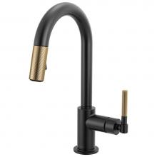 Brizo 63943LF-BLGL - Litze® Pull-Down Prep Faucet with Arc Spout - Knurled Handle